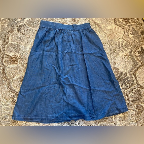 New Ann Taylor LOFT Side Button Linen Blend Chambray Blue A-line Skirt Sz 8 - Picture 10 of 10